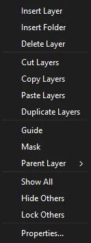 Layer context menu